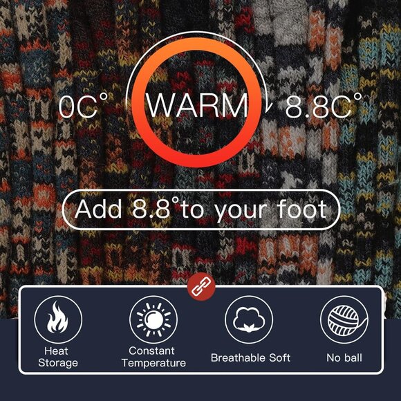 5 Pairs Wool Socks Mens Warm Winter Thermal Thick Pattern Crew Socks for Cold We - Picture 3 of 7